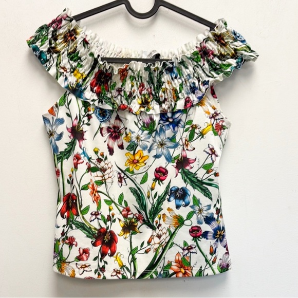 Zara Off The Shoulder Floral Ruffle Blouse - Picture 1 of 4